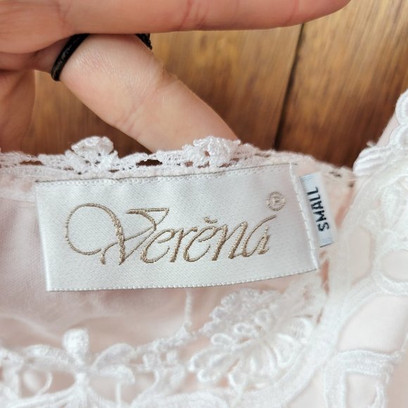 Vintage 90s Faint Pink Lace Trim Spaghetti Strap Nightgown - Picture 6 of 8